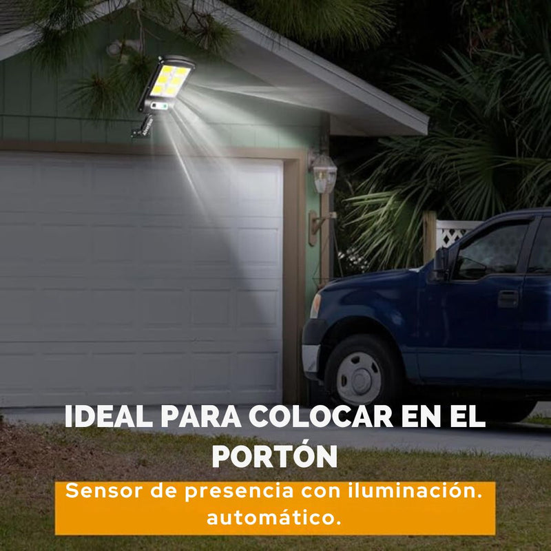 Ecoluz Solar - Lámpara con panel solar, detector de movimiento y control a distancia