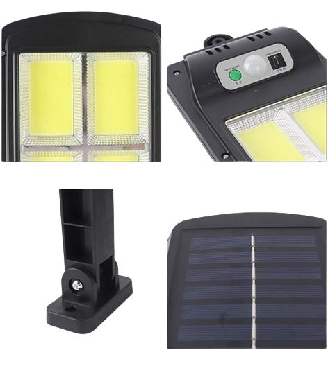 Ecoluz Solar - Lámpara con panel solar, detector de movimiento y control a distancia